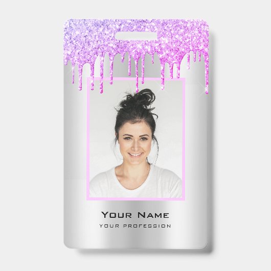Aangepaste werknemer Glitter Drift Paarse Silver N Badge (Voorzijde)