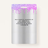 Aangepaste werknemer Glitter Drift Paarse Silver N Badge (Achterkant)