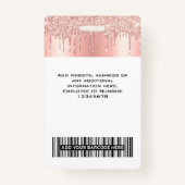 Aangepaste werknemer Glitter Drift Roos Gold Name Badge (Achterkant)