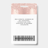Aangepaste werknemer Glitter Drips Roos Gold Naam Badge (Achterkant)