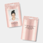 Aangepaste werknemer Glitter Drips Roos Gold Naam Badge (Voor- en achterkant)