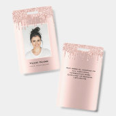 Aangepaste Werknemer Glitter Druppelt Roos Gouden  Badge (Voor- en achterkant)