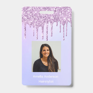 Aangepaste werknemer Glitter Streven Paarse violet Badge