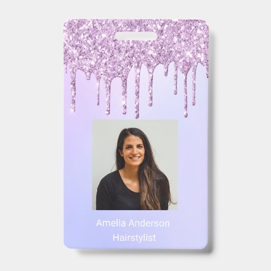 Aangepaste werknemer Glitter Streven Paarse violet Badge (Voorzijde)