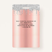 Aangepaste werknemer Glitter stuurt roze Silver-na Badge (Achterkant)