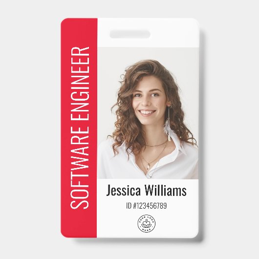 Aangepaste Werknemer Grote Foto, BarCode, Logo, Na Badge (Voorzijde)