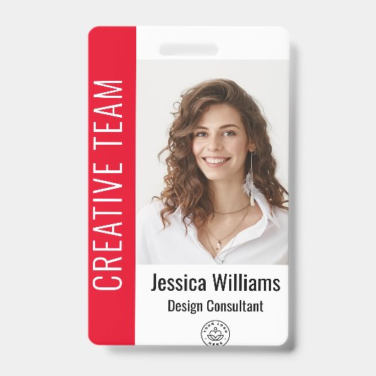 Aangepaste werknemer Grote Foto, BarCode, Logo, Na Badge (Front)