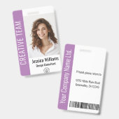 Aangepaste werknemer Grote Foto, BarCode, Logo, Na Badge (Front & Back)