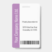 Aangepaste werknemer Grote Foto, BarCode, Logo, Na Badge (Back)