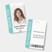 Aangepaste werknemer Grote Foto, BarCode, Logo, Na Badge (Front & Back)
