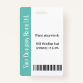 Aangepaste werknemer Grote Foto, BarCode, Logo, Na Badge (Achterkant)