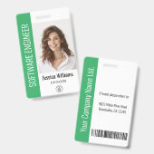 Aangepaste werknemer Grote Foto, BarCode, Logo, Na Badge (Voor- en achterkant)