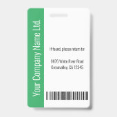Aangepaste werknemer Grote Foto, BarCode, Logo, Na Badge (Achterkant)