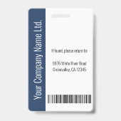 Aangepaste werknemer Grote Foto, BarCode, Logo, Na Badge (Back)