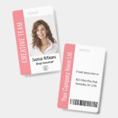 Aangepaste werknemer Grote Foto, BarCode, Logo, Na Badge (Front & Back)