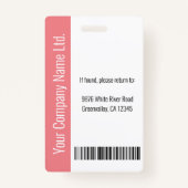 Aangepaste werknemer Grote Foto, BarCode, Logo, Na Badge (Achterkant)