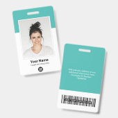 Aangepaste Werknemer Grote Foto Turquoise Logo Naa Badge (Voor- en achterkant)