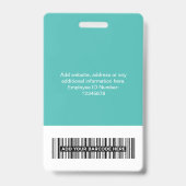 Aangepaste Werknemer Grote Foto Turquoise Logo Naa Badge (Achterkant)