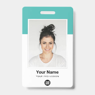 Aangepaste Werknemer Grote Foto Turquoise Logo Naa Badge