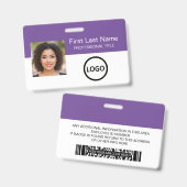 Aangepaste Werknemer Id-badge Bar Code Logo Badge (Voor- en achterkant)