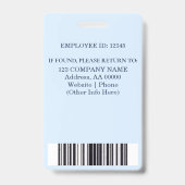 Aangepaste werknemer ID-badge met foto en barcode Badge (Back)