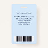 Aangepaste werknemer ID-badge met foto en barcode Badge (Achterkant)