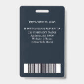 Aangepaste werknemer ID-badge met foto en barcode Badge (Achterkant)