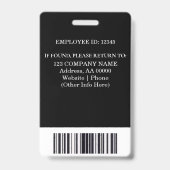Aangepaste werknemer ID-badge met foto en barcode Badge (Back)