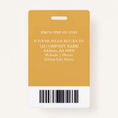 Aangepaste werknemer ID-badge met foto en barcode Badge (Achterkant)