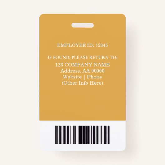 Aangepaste werknemer ID-badge met foto en barcode Badge (Achterkant)