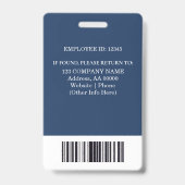 Aangepaste werknemer ID-badge met foto en barcode Badge (Achterkant)