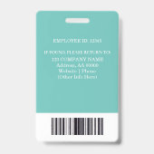 Aangepaste werknemer ID-badge met foto en barcode Badge (Achterkant)
