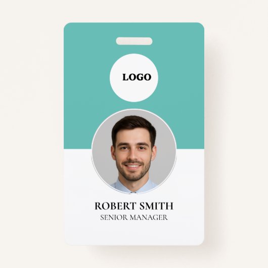 Aangepaste werknemer ID-badge met foto en barcode Badge (Voorkant)