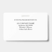 Aangepaste werknemer ID-badge met foto en barcode Badge (Achterkant)