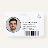 Aangepaste werknemer ID-badge met foto en barcode Badge (Voorkant)