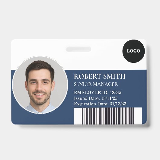 Aangepaste werknemer ID-badge met foto en barcode Badge (Front)