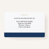 Aangepaste werknemer ID-badge met foto en barcode Badge (Achterkant)