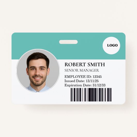 Aangepaste werknemer ID-badge met foto en barcode Badge (Voorkant)