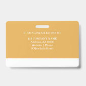 Aangepaste werknemer ID-badge met foto en barcode Badge (Achterkant)