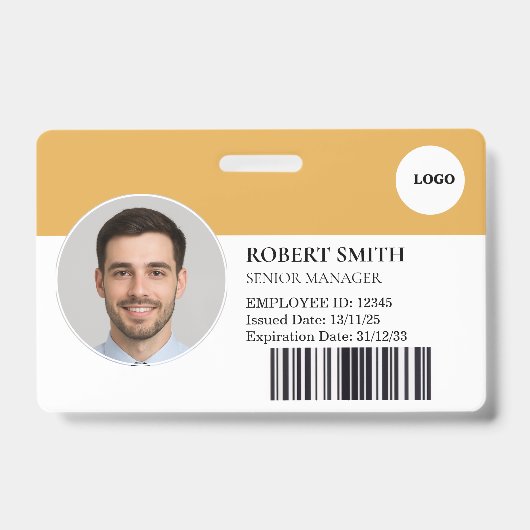 Aangepaste werknemer ID-badge met foto en barcode Badge (Voorzijde)