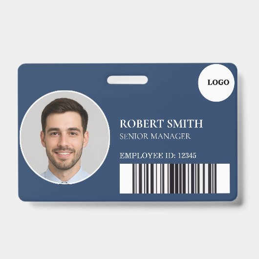 Aangepaste werknemer ID-badge met foto en barcode Badge (Front)