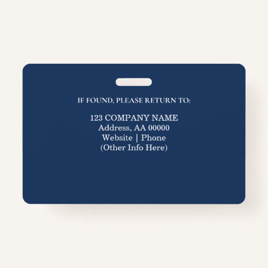 Aangepaste werknemer ID-badge met foto en barcode Badge (Achterkant)