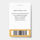 Aangepaste werknemer ID-badge met foto en barcode Badge (Achterkant)
