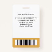 Aangepaste werknemer ID-badge met foto en barcode Badge (Achterkant)