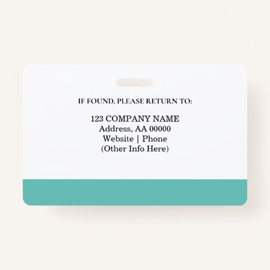 Aangepaste werknemer ID-badge met foto en barcode Badge (Achterkant)