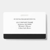 Aangepaste werknemer ID-badge met foto en barcode Badge (Achterkant)