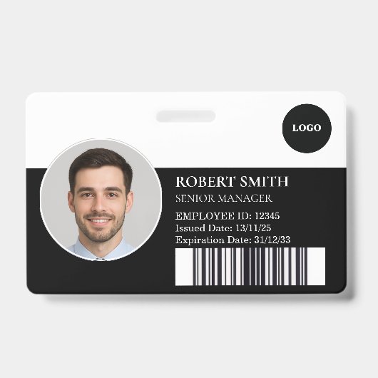 Aangepaste werknemer ID-badge met foto en barcode Badge (Voorzijde)