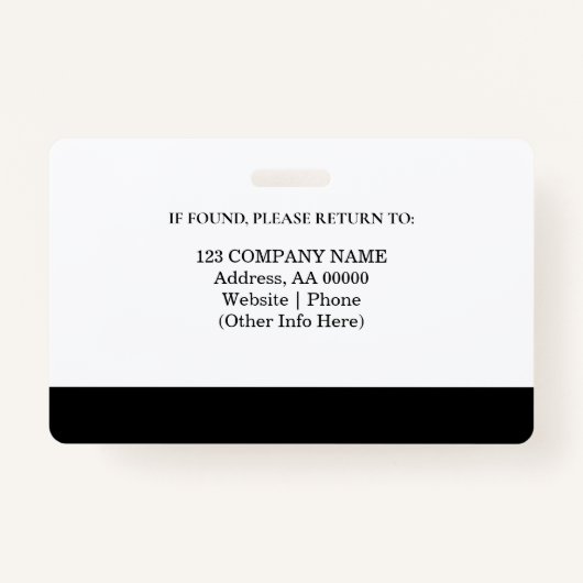 Aangepaste werknemer ID-badge met foto en barcode Badge (Achterkant)