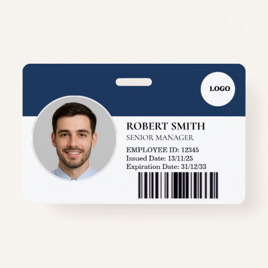 Aangepaste werknemer ID-badge met foto en barcode Badge (Voorkant)