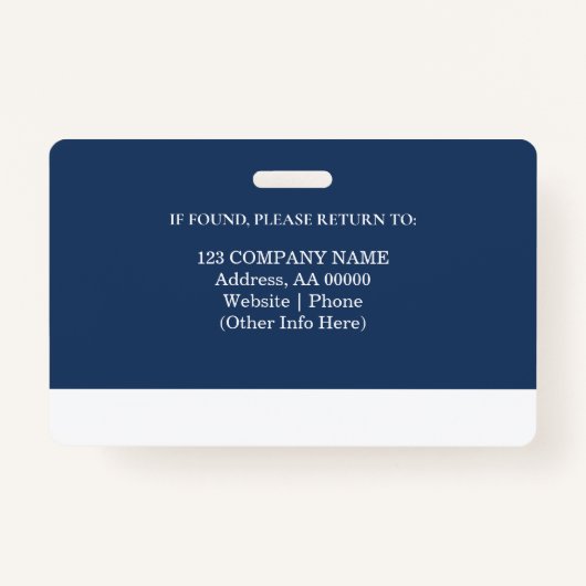 Aangepaste werknemer ID-badge met foto en barcode Badge (Achterkant)